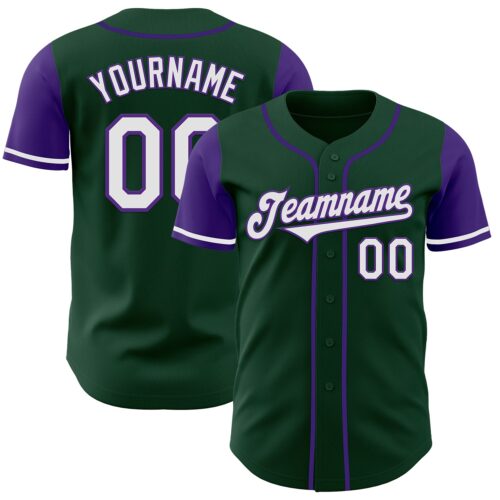 TwoTone0569 Custom Green White-Purple Authentic Two Tone Baseball Jersey
