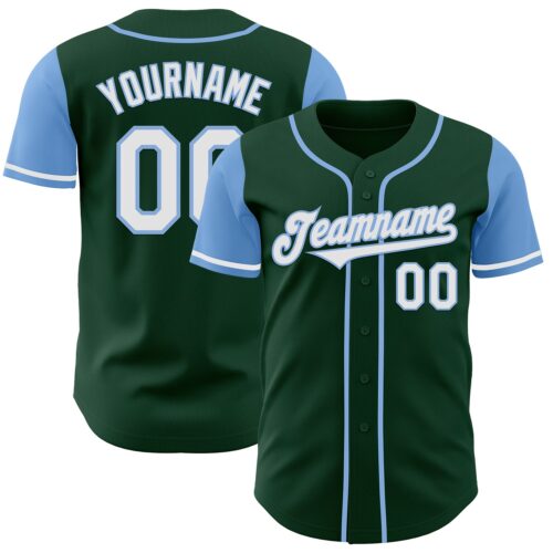 TwoTone0570 Custom Green White-Light Blue Authentic Two Tone Baseball Jersey