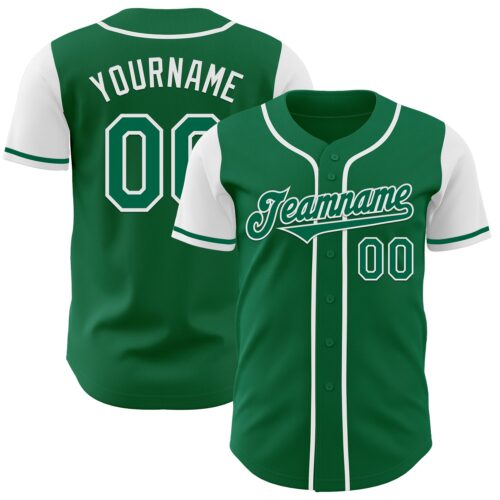 TwoTone0573 Custom Kelly Green White Authentic Two Tone Baseball Jersey