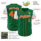 Custom Kelly Green Orange-White Authentic Two Tone Baseball Jersey