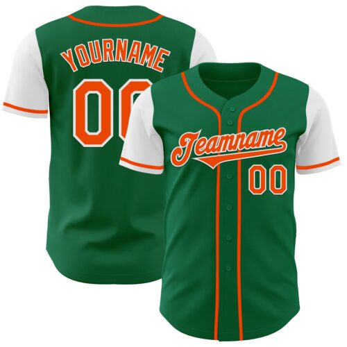 TwoTone0575 Custom Kelly Green Orange-White Authentic Two Tone Baseball Jersey