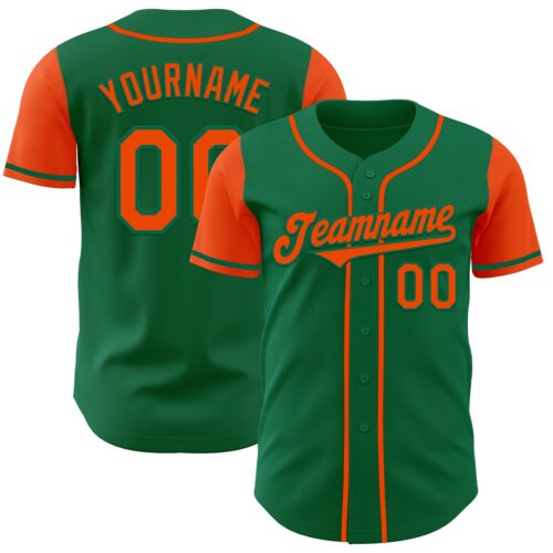 TwoTone0582 Custom Kelly Green Orange Authentic Two Tone Baseball Jersey