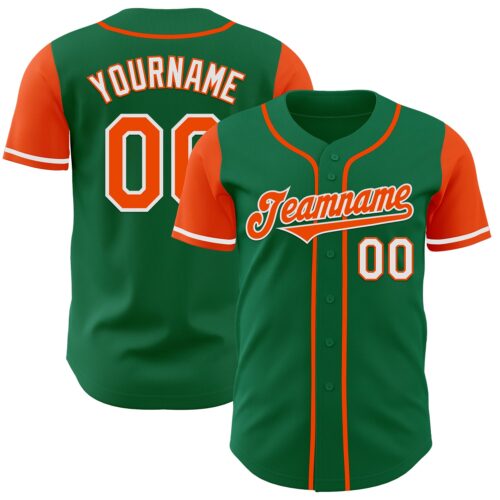 TwoTone0583 Custom Kelly Green Orange-White Authentic Two Tone Baseball Jersey