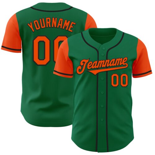 TwoTone0584 Custom Kelly Green Orange-Black Authentic Two Tone Baseball Jersey