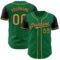 Custom Kelly Green Old Gold-Black Authentic Two Tone Baseball Jersey