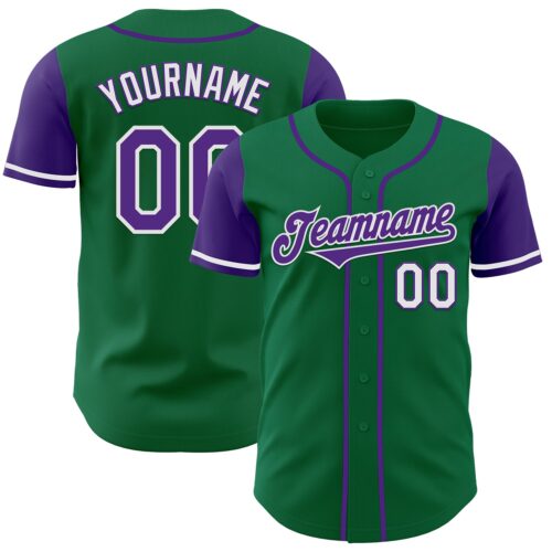 TwoTone0594 Custom Kelly Green Purple-White Authentic Two Tone Baseball Jersey