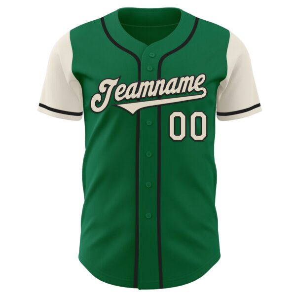 Custom Kelly Green Cream-Black Authentic Two Tone Baseball Jersey