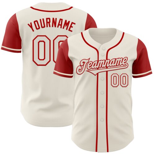 TwoTone0598 Custom Cream Red Authentic Two Tone Baseball Jersey