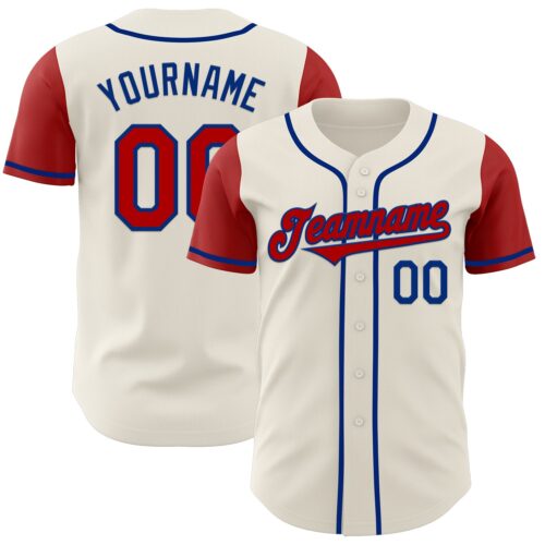 TwoTone0599 Custom Cream Red-Royal Authentic Two Tone Baseball Jersey
