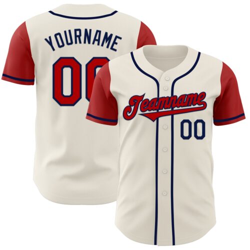 TwoTone0600 Custom Cream Red-Navy Authentic Two Tone Baseball Jersey