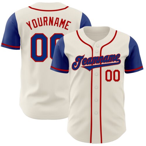 TwoTone0608 Custom Cream Royal-Red Authentic Two Tone Baseball Jersey