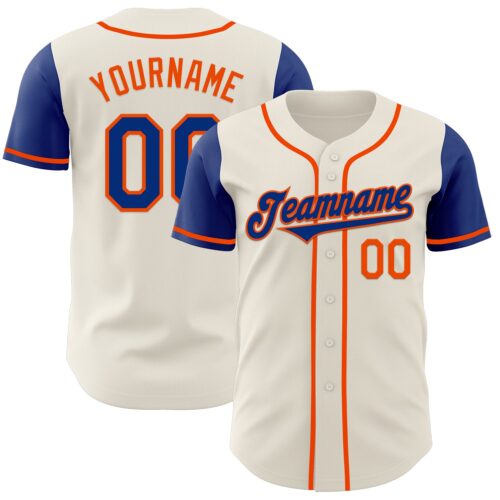 TwoTone0609 Custom Cream Royal-Orange Authentic Two Tone Baseball Jersey