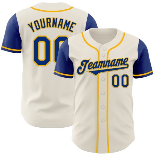 TwoTone0610 Custom Cream Royal-Gold Authentic Two Tone Baseball Jersey