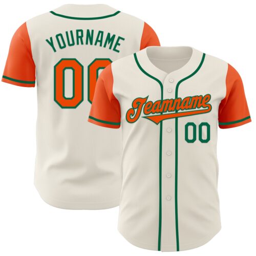TwoTone0619 Custom Cream Orange-Kelly Green Authentic Two Tone Baseball Jersey