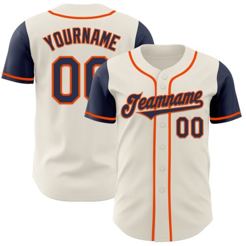 TwoTone0624 Custom Cream Navy-Orange Authentic Two Tone Baseball Jersey