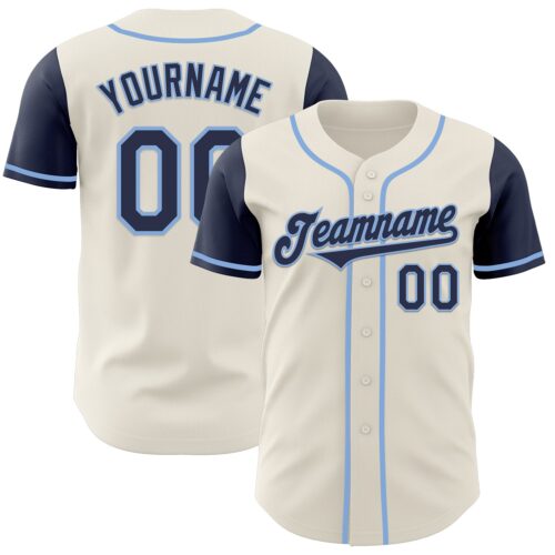 TwoTone0627 Custom Cream Navy-Light Blue Authentic Two Tone Baseball Jersey