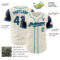 Custom Cream Navy-Teal Authentic Two Tone Baseball Jersey