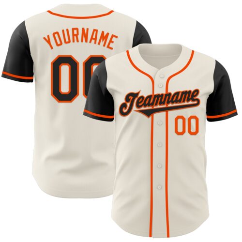 TwoTone0632 Custom Cream Black-Orange Authentic Two Tone Baseball Jersey