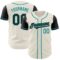 Custom Cream Black-Teal Authentic Two Tone Baseball Jersey
