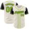 Custom Cream Neon Green-Black Authentic Two Tone Baseball Jersey