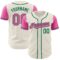 Custom Cream Pink-Kelly Green Authentic Two Tone Baseball Jersey