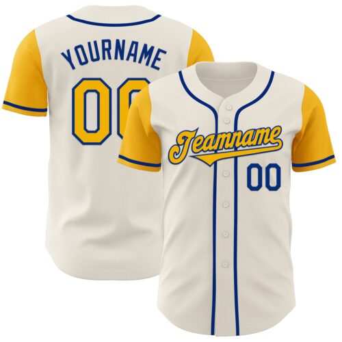 TwoTone0647 Custom Cream Gold-Royal Authentic Two Tone Baseball Jersey