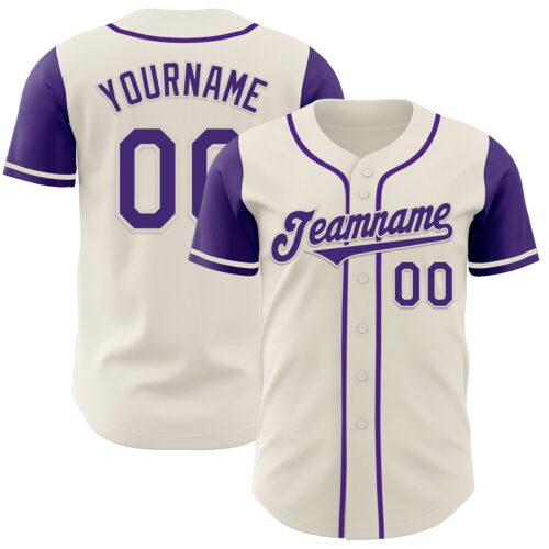 TwoTone0655 Custom Cream Purple Authentic Two Tone Baseball Jersey