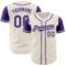 Custom Cream Purple Authentic Two Tone Baseball Jersey