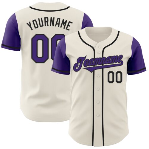 TwoTone0657 Custom Cream Purple-Black Authentic Two Tone Baseball Jersey