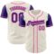Custom Cream Purple-Pink Authentic Two Tone Baseball Jersey