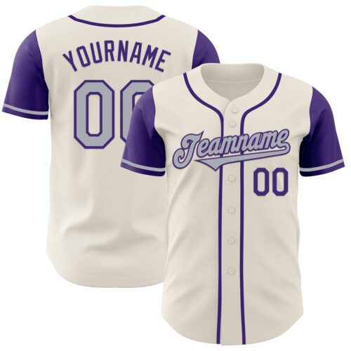 TwoTone0661 Custom Cream Gray-Purple Authentic Two Tone Baseball Jersey