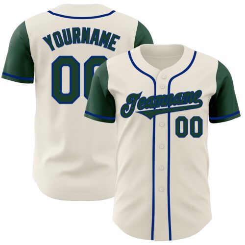 TwoTone0667 Custom Cream Green-Royal Authentic Two Tone Baseball Jersey