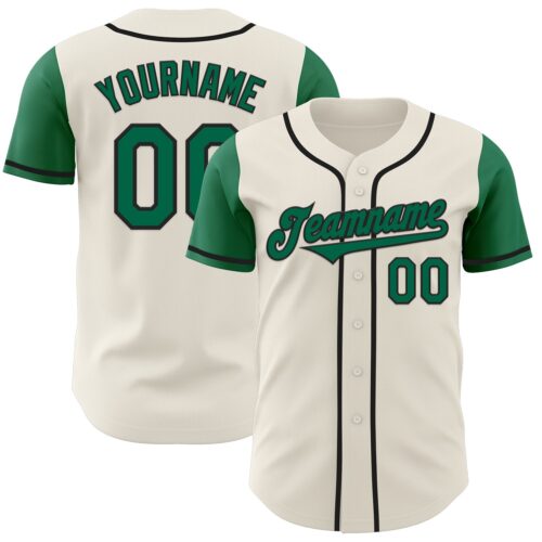 TwoTone0675 Custom Cream Kelly Green-Black Authentic Two Tone Baseball Jersey