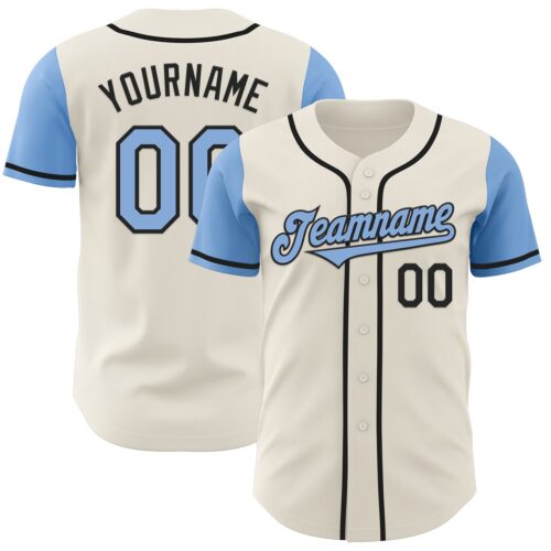 TwoTone0684 Custom Cream Light Blue-Black Authentic Two Tone Baseball Jersey