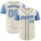 Custom Cream Light Blue-Steel Gray Authentic Two Tone Baseball Jersey