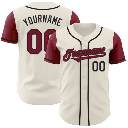 TwoTone0690 Custom Cream Crimson-Black Authentic Two Tone Baseball Jersey
