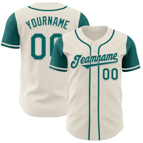 TwoTone0697 Custom Cream Teal Authentic Two Tone Baseball Jersey