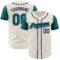 Custom Cream Teal-Navy Authentic Two Tone Baseball Jersey