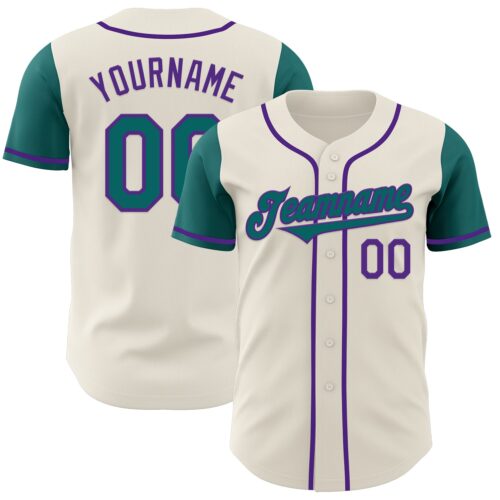 TwoTone0705 Custom Cream Teal-Purple Authentic Two Tone Baseball Jersey