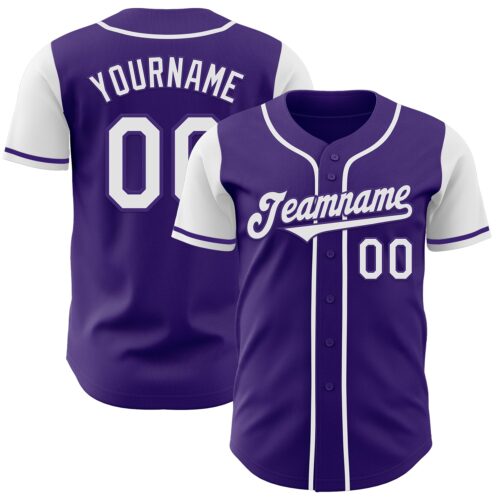 TwoTone0710 Custom Purple White Authentic Two Tone Baseball Jersey