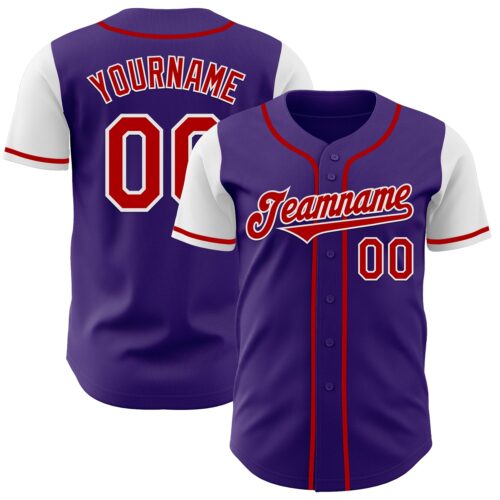 TwoTone0711 Custom Purple Red-White Authentic Two Tone Baseball Jersey