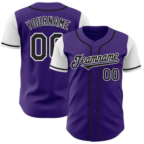 TwoTone0712 Custom Purple Black-White Authentic Two Tone Baseball Jersey