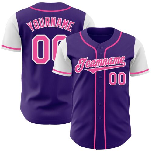 TwoTone0713 Custom Purple Pink-White Authentic Two Tone Baseball Jersey