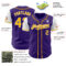 Custom Purple Gold-White Authentic Two Tone Baseball Jersey