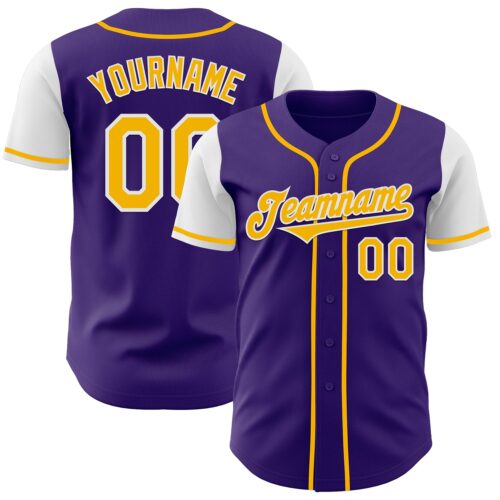 TwoTone0714 Custom Purple Gold-White Authentic Two Tone Baseball Jersey
