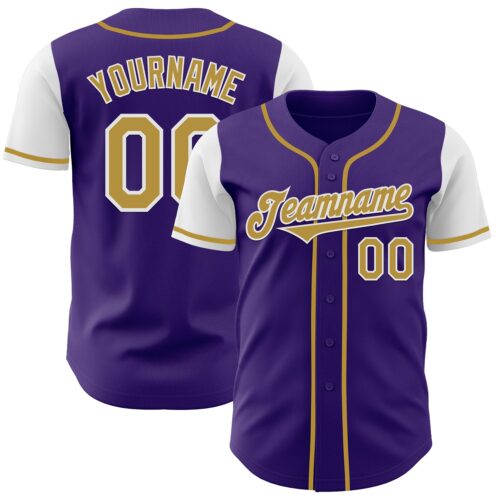 TwoTone0715 Custom Purple Old Gold-White Authentic Two Tone Baseball Jersey