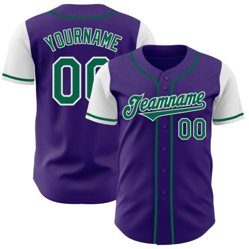 TwoTone0716 Custom Purple Kelly Green-White Authentic Two Tone Baseball Jersey