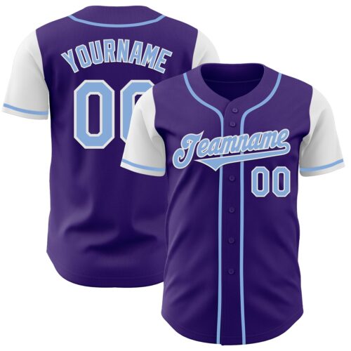TwoTone0717 Custom Purple Light Blue-White Authentic Two Tone Baseball Jersey