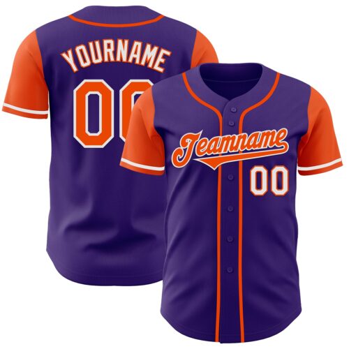 TwoTone0721 Custom Purple Orange-White Authentic Two Tone Baseball Jersey