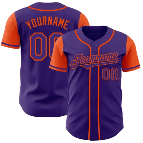 TwoTone0722 Custom Purple Orange Authentic Two Tone Baseball Jersey